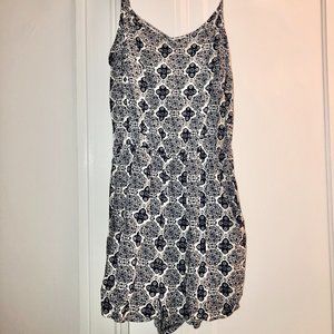 Blue and White Short Romper